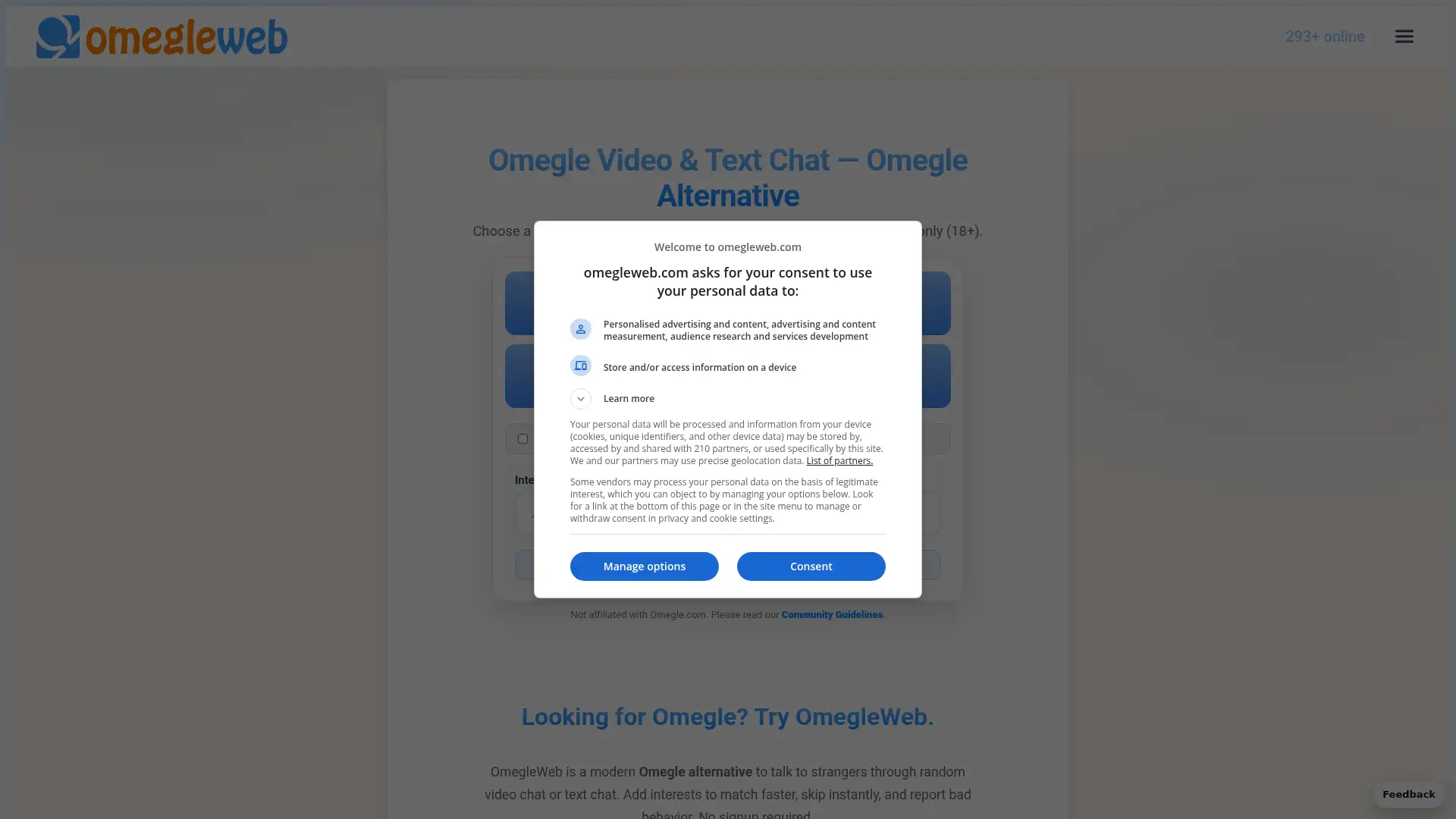 omegleweb.com screenshot