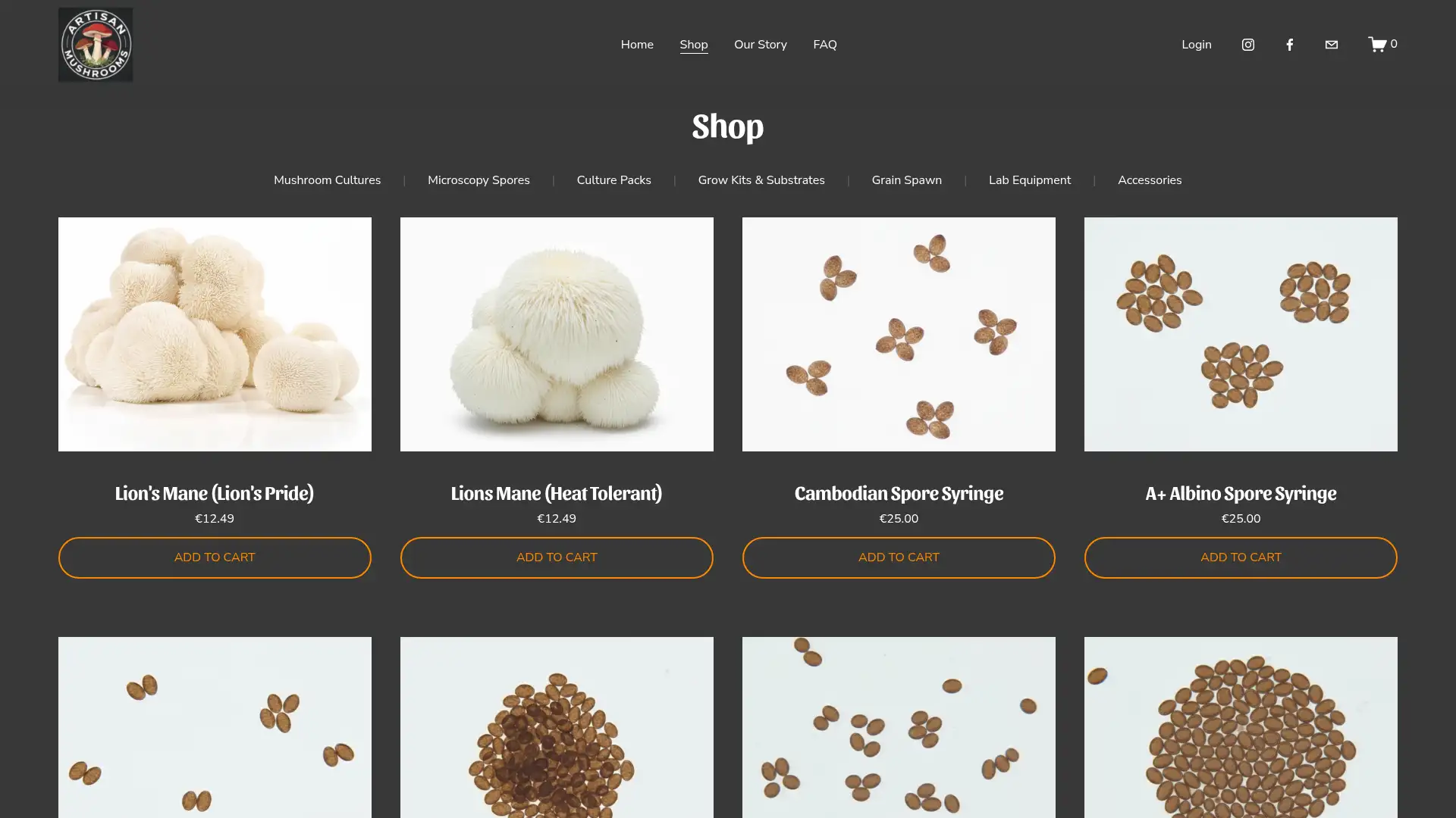 artisanmushrooms.ie screenshot