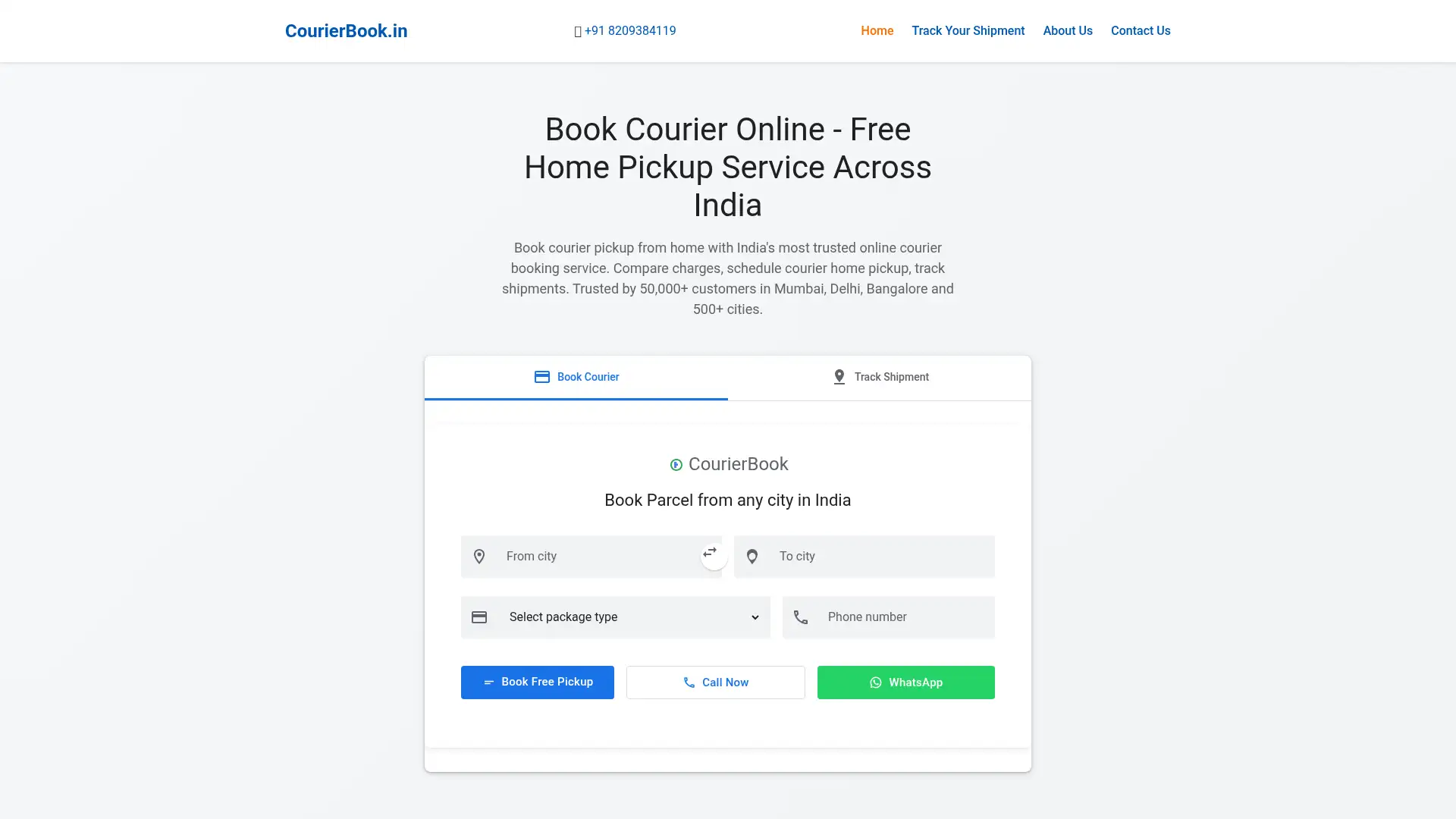 courierbook.in screenshot