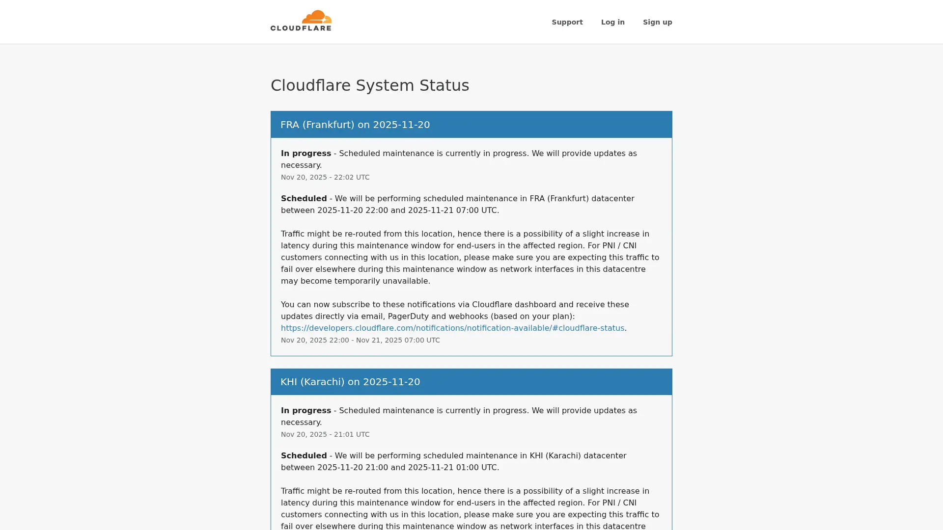 cloudflarestatus.com screenshot