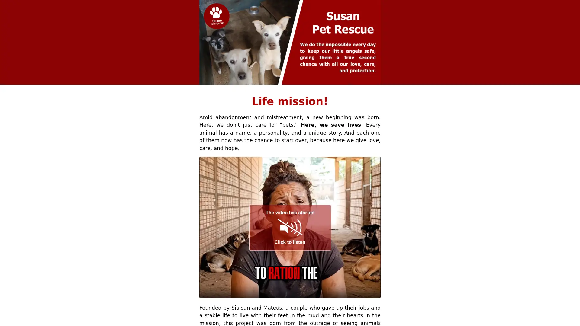 susanpetrescue.org screenshot