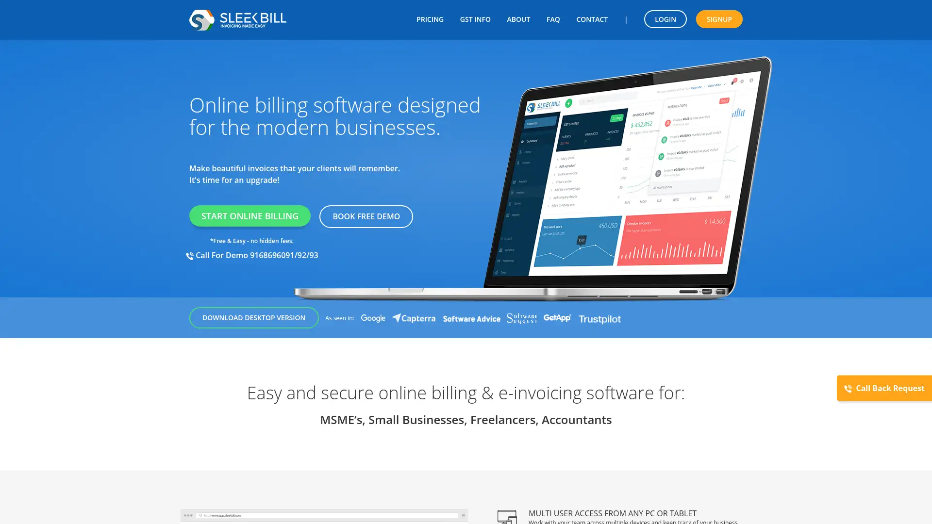 sleekbill.in screenshot