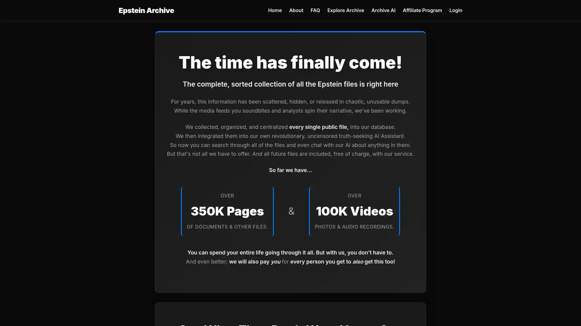 epsteinarchive.com screenshot