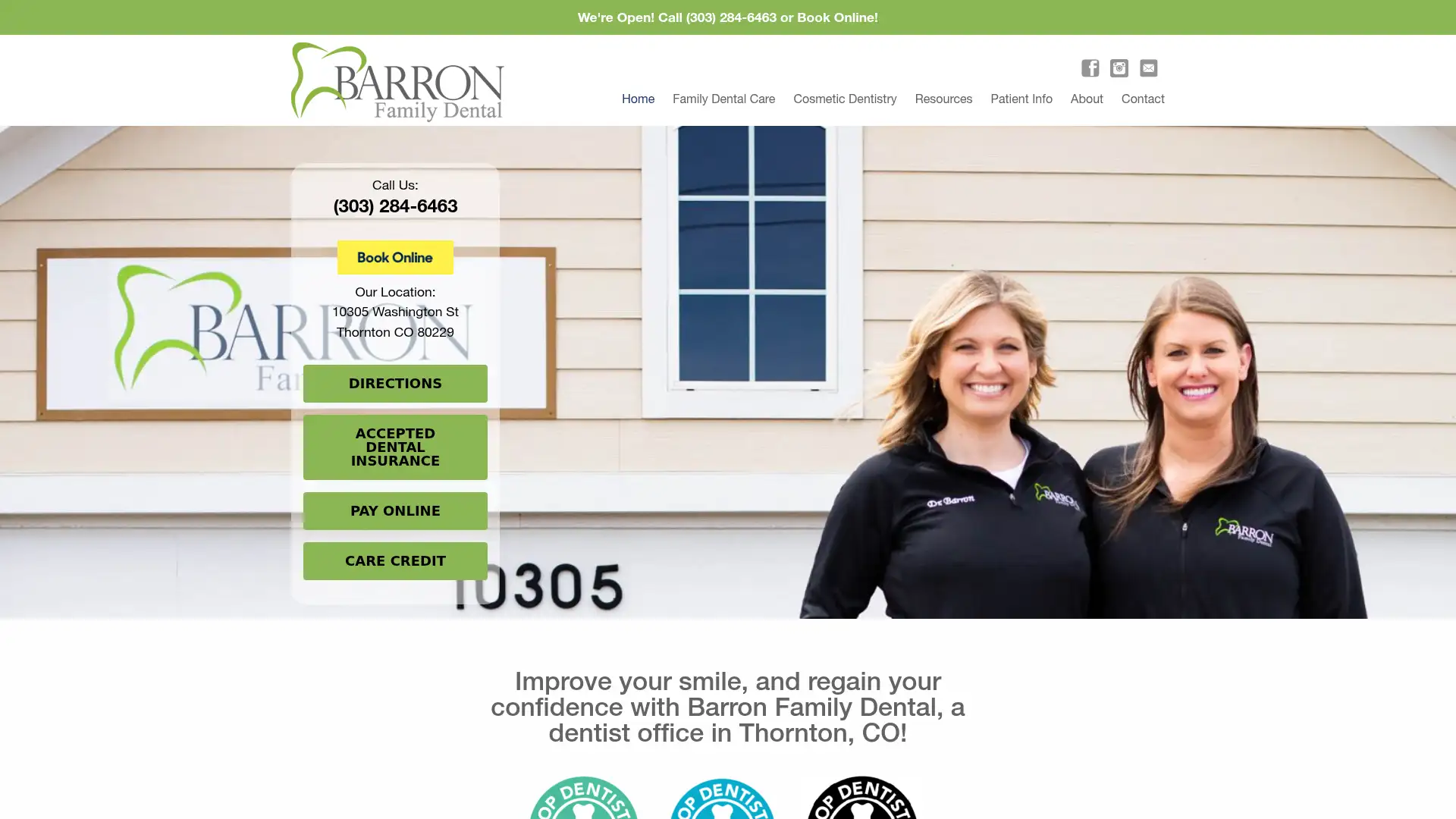 barronfamilydental.com screenshot