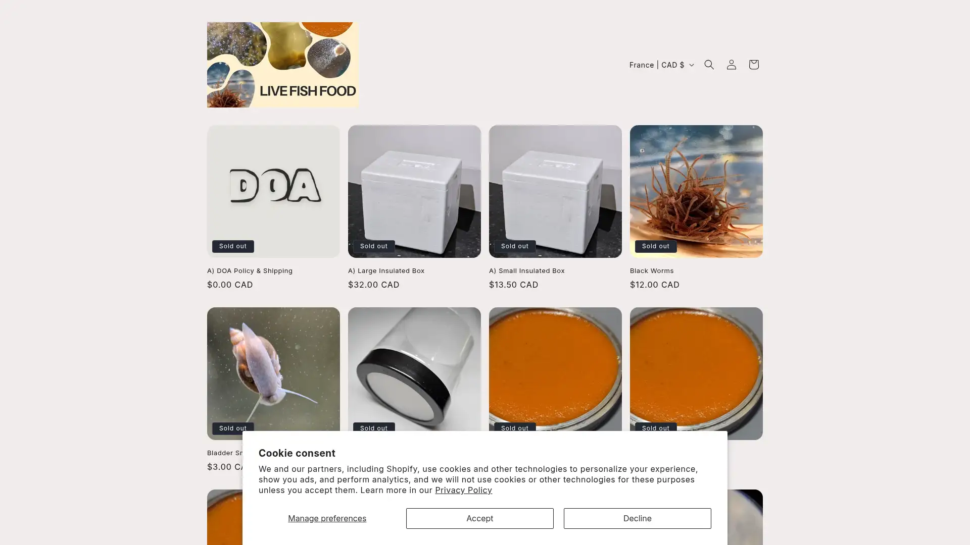 livefishfood.ca screenshot