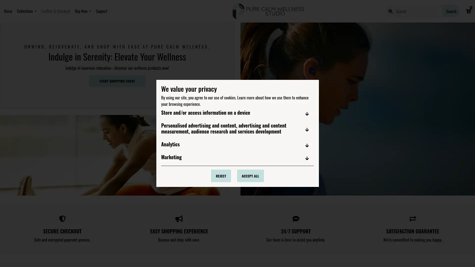 purecalmwellnessstudio.com screenshot