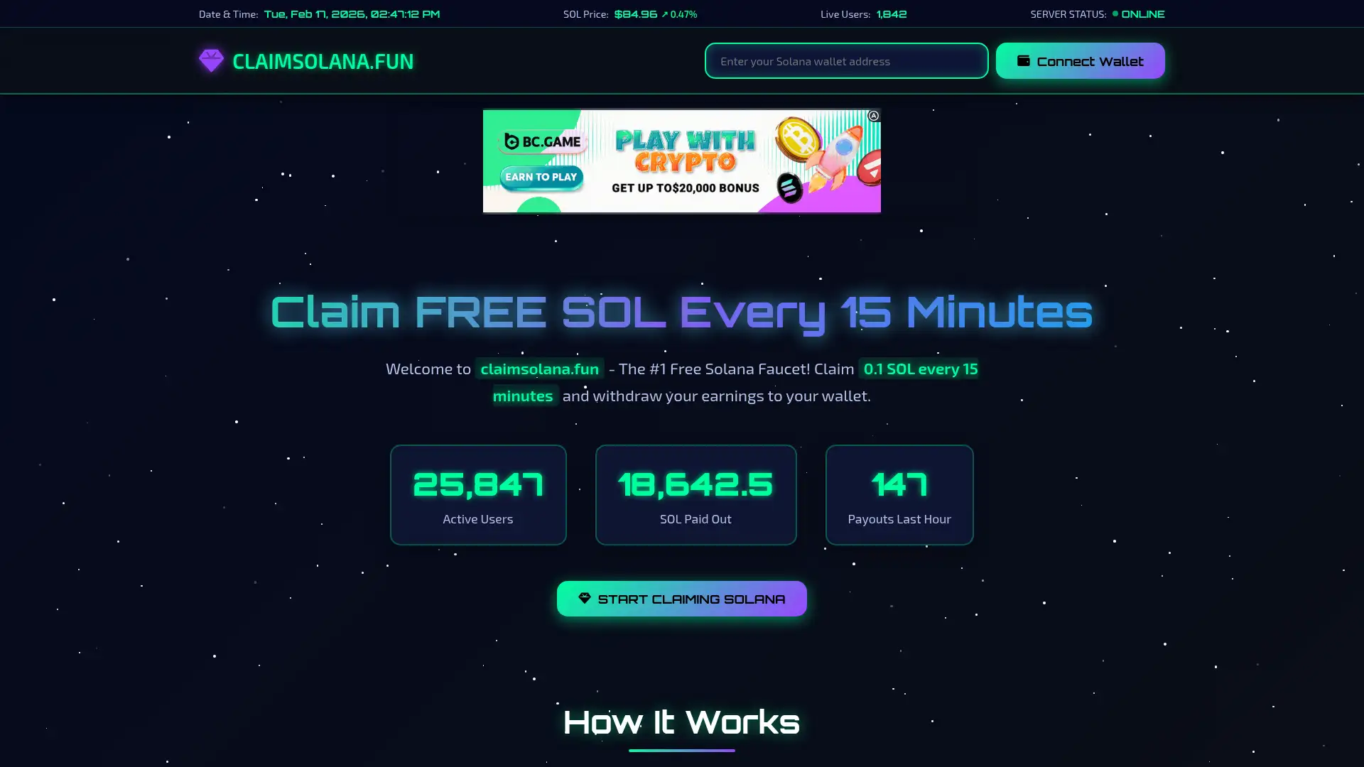 claimsolana.fun screenshot