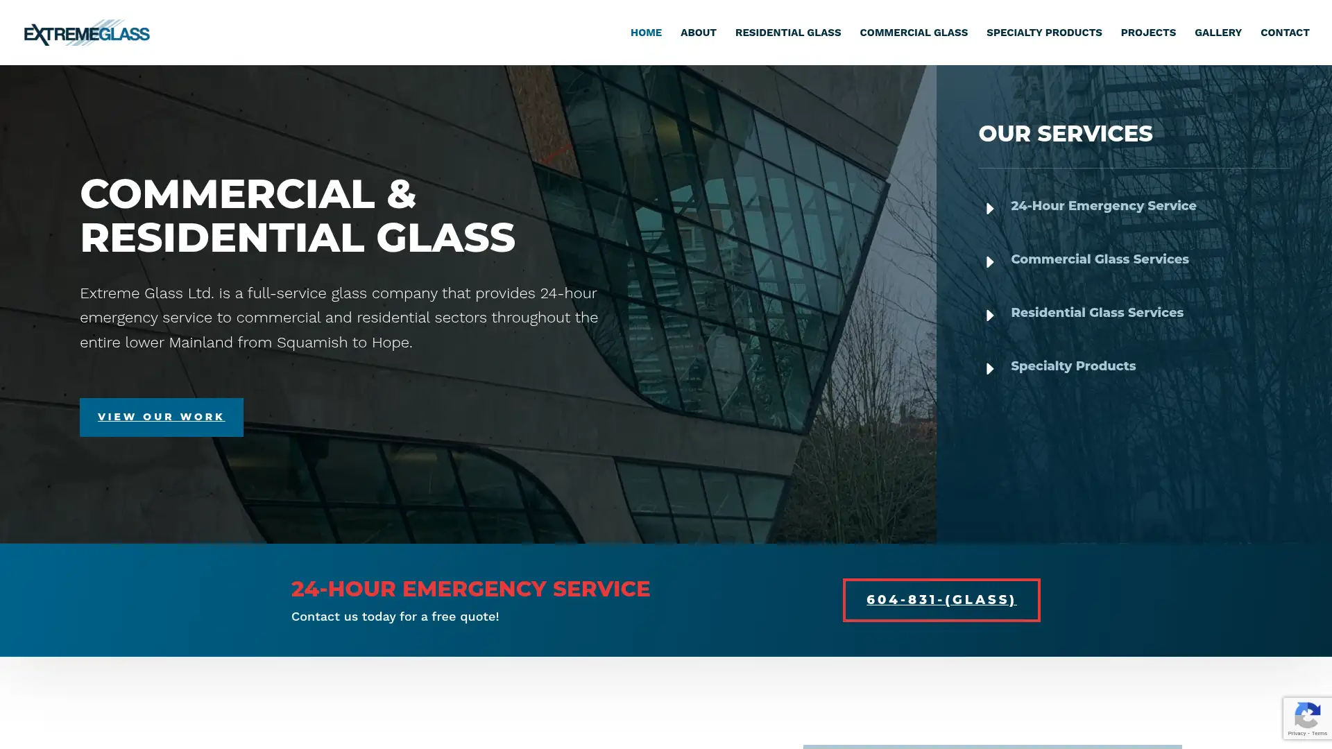 extremeglass.ca screenshot