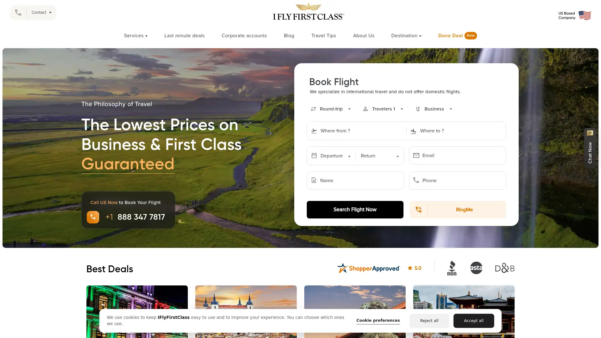 iflyfirstclass.com screenshot