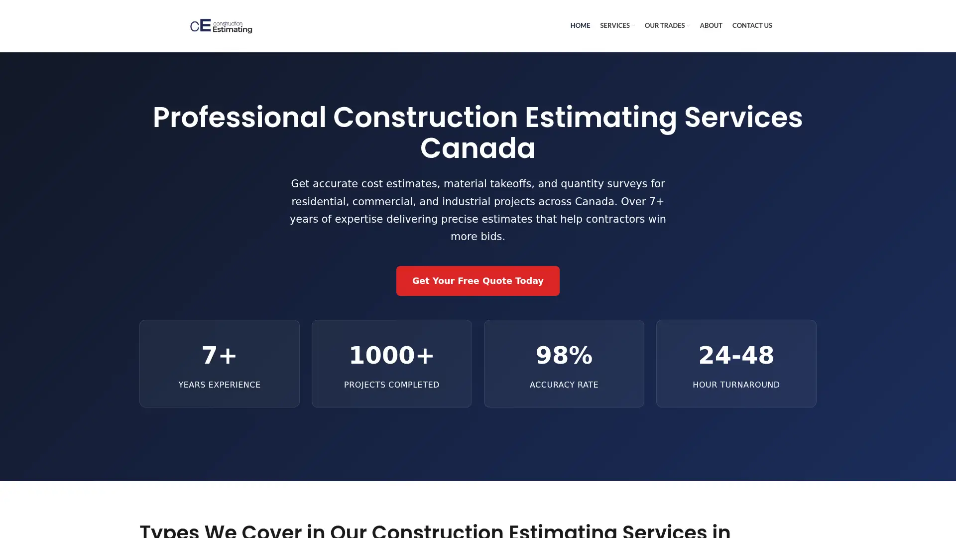 constructionestimating.ca screenshot
