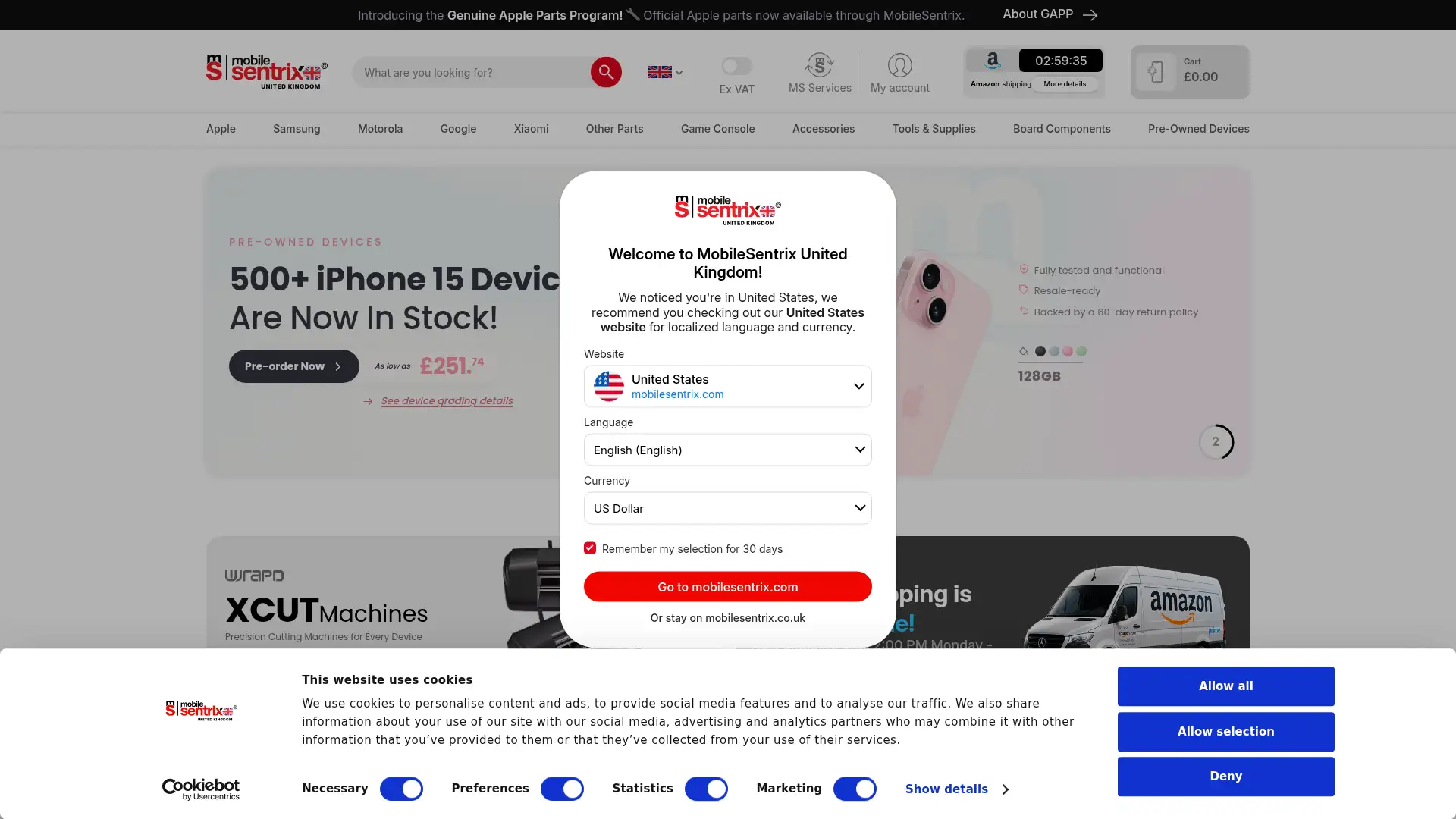 mobilesentrix.co.uk screenshot