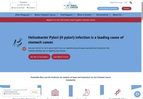nostomachforcancer.org screenshot
