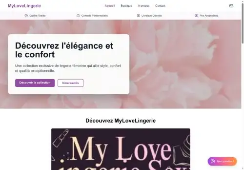 mylovelingerie.fr screenshot